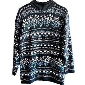 Vintage Dana Scott Womens Sweater Small Grey 90s Nordic Knit